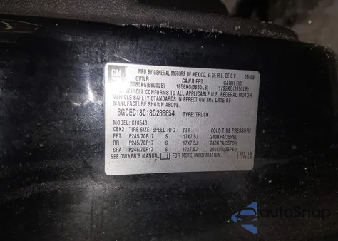 2008 Chevrolet Silverado 1500 Ls из США, поврежденный, VIN 3GCEC13C18G288854